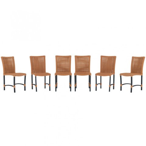 6 Cadeiras Corda Náutica Cannes em Alumínio com Pintura Eletrostática para Cozinha Jantar Edícula
