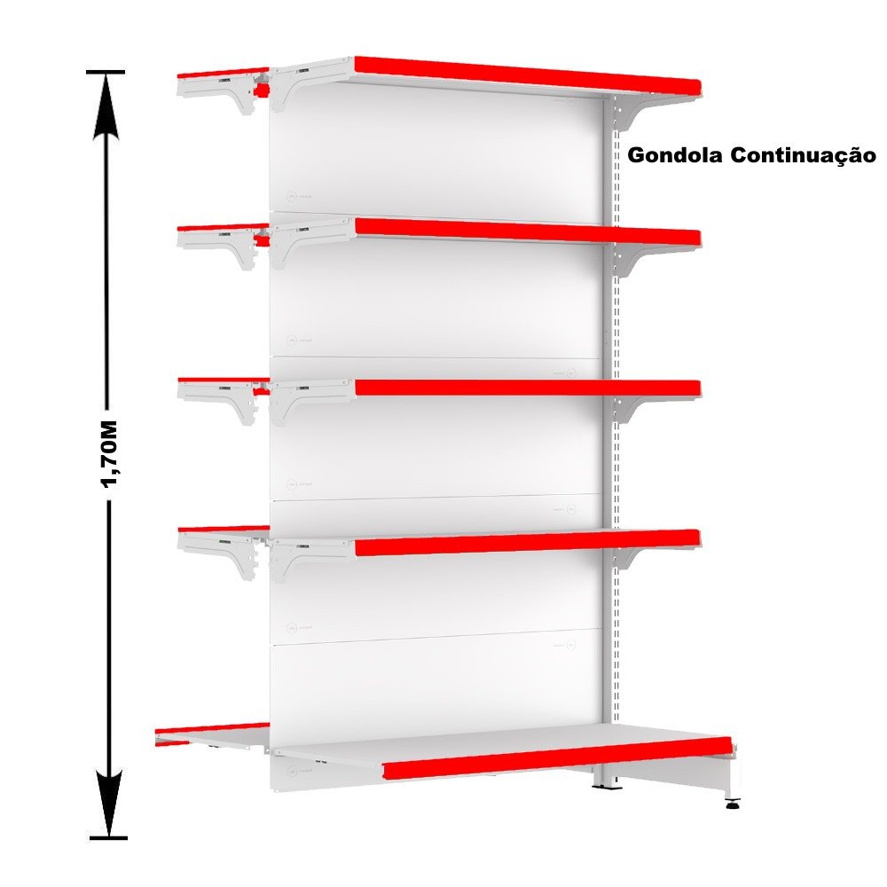 Gondola Centro 170 Fit Ate 3 Metros 1 Ponta Branco 35b Pe Vermelho - 3