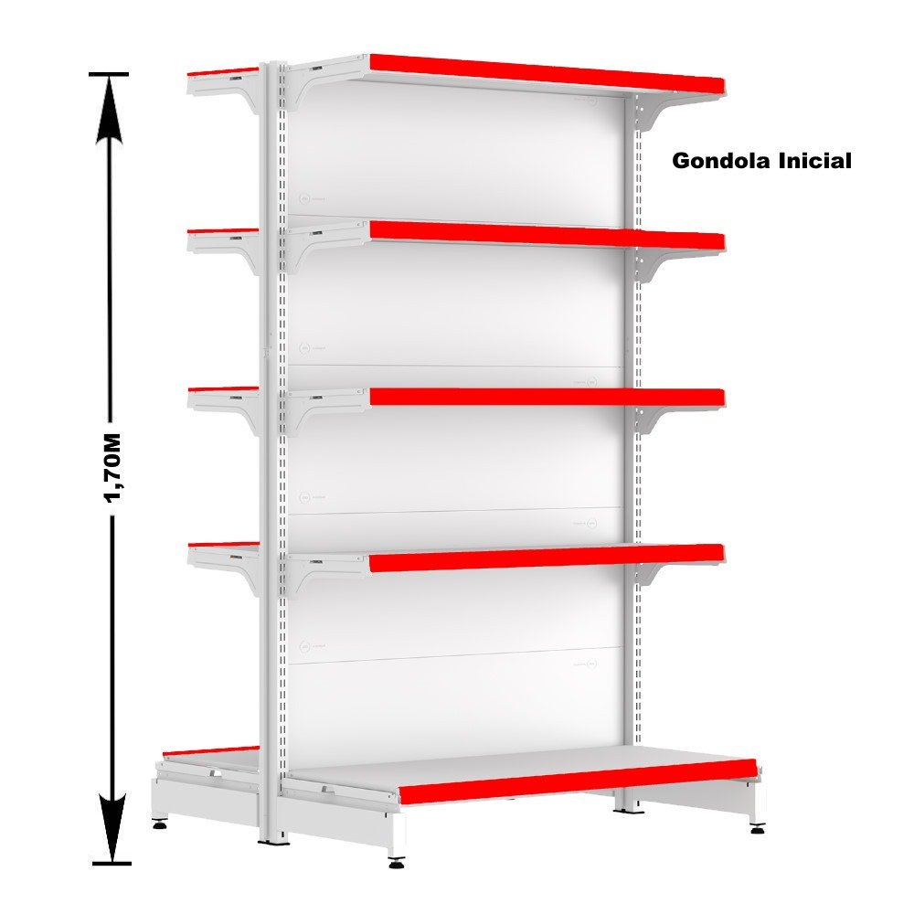 Gondola Centro 170 Fit Ate 3 Metros 1 Ponta Branco 35b Pe Vermelho - 2