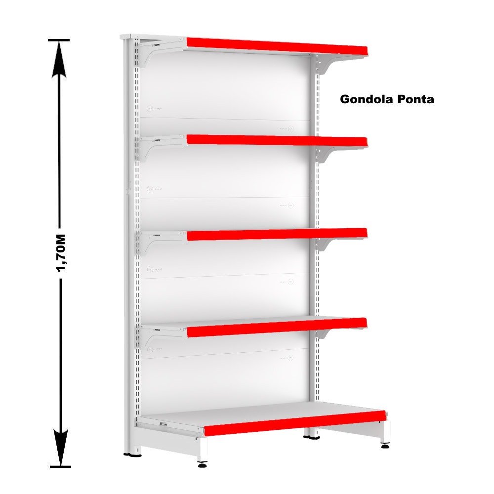 Gondola Centro 170 Fit Ate 3 Metros 1 Ponta Branco 35b Pe Vermelho - 4