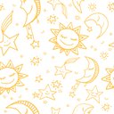 Ver imagem 2 de Papel de Parede Infantil - Lua, Sol e Estrelas 2 Arte Destaque 2 Metros