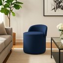 Ver imagem 2 de Puff Encosto Confortável Sala Estilo Moderno Redondo Suede Azul Marinho