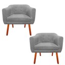 Ver imagem 1 de Kit 2 Poltrona Decorativa Julia Linho Cinza A26 - D'Rossi