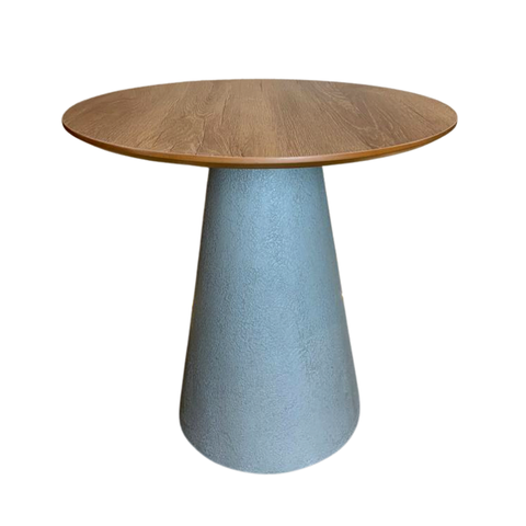 Mesa de Apoio Cone Base Cimento Texturizado - Tampo Mezzo Castani 70 cm Altura 70 cm - Cinza claro