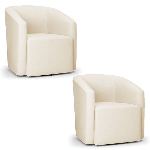 Poltrona Decorativa Base Giratória Kit 2 Stella Max Linho Bege D03 - D’Rossi