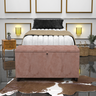 Baú Recamier Multiuso Descanso e Armazenamento Modelo Clássico Estofado em Veludo:rosa - 5