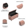 Baú Recamier Multiuso Descanso e Armazenamento Modelo Clássico Estofado em Veludo:rosa - 4