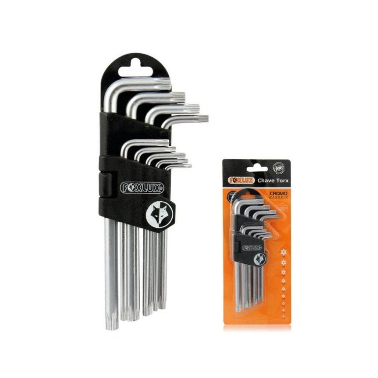 Jogo de Chave Torx Foxlux 09 peças com Estojo T10 a T50