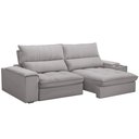 Ver imagem 5 de Sofá Retrátil Reclinável para Sala de Estar Living 230cm Nápoles F04 Veludo Cinza - Lyam Decor