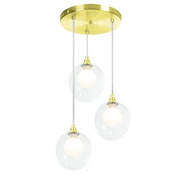 Lustres Pendentes Triplo Harmony Bolinha Dourado - 1