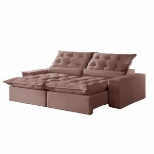 Sofá Retrátil Reclinável 2.10 m Veludo Jolie Rose Montano
