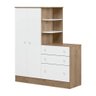 Guarda Roupa Cômoda Infantil Mágica 2 Portas 3 Gavetas Carvalho Branco Tana Decor Qmovi - 2