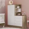 Guarda Roupa Cômoda Infantil Mágica 2 Portas 3 Gavetas Carvalho Branco Tana Decor Qmovi - 1