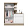 Guarda Roupa Cômoda Infantil Mágica 2 Portas 3 Gavetas Carvalho Branco Tana Decor Qmovi - 3