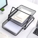 Ver mais imagens de Organizador Documento Bandeja Dupla Escritorio Trabalho Mesa Suporte Home Office Papel Arquivo