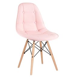 Cadeira Estofada Eames Botonê - Eiffel - Rosa - Madeira Clara - 1