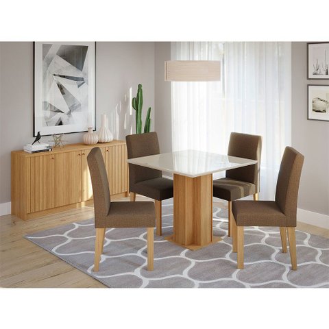 Conjunto Sala de Jantar Mesa MDF com 4 Cadeiras - Cimol