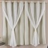 Cortina Blackout Corta Luz PVC (Plástico) com Voil Bege 4,20 x 2,50 para Varão Simples 3,00 - 1