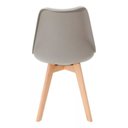 Ver imagem 3 de Cadeira de Jantar Saarinen Leda Tulipa Base Wood Madeira Maciça com Estofado em Couro Cinza