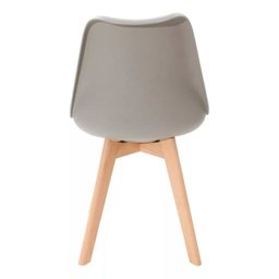 Cadeira de Jantar Saarinen Leda Tulipa Base Wood Madeira Maciça com Estofado em Couro Cinza - 3