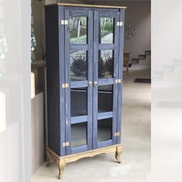 Armário Rústico de Madeira Maciça 2 Portas D113 Azul - 2