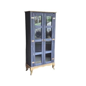 Armário Rústico de Madeira Maciça 2 Portas D113 Azul