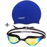 Óculos Natação Pro Speed Espelhado E Touca Azul Leader - 1