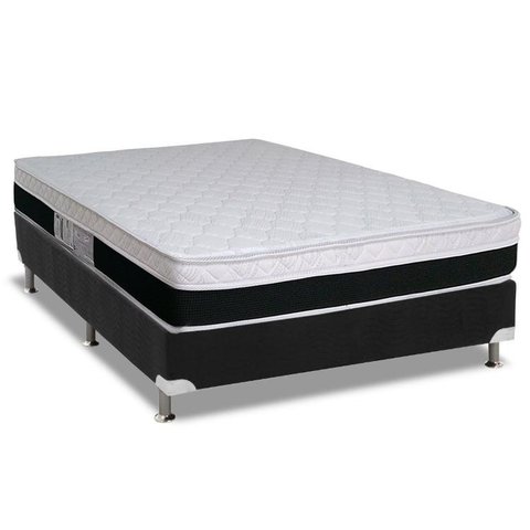 Cama Box Casal: Colchão Molas Ensacadas Luckspuma MasterPocket Roma + Base CRC Suede Black(138x188)