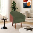 Ver imagem 1 de Poltrona Jade Decorativa Moderna Sala de Estar Quarto Escritório Conforto Corano Nozes e Linho Pés P