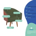 Ver imagem 4 de Poltrona Jade Decorativa Moderna Sala de Estar Quarto Escritório Conforto Corano Nozes e Linho Pés P