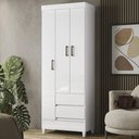 Ver imagem 1 de Guarda Roupa Solteiro 70cm 3 Portas 2 Gavetas Thales Branco S01 - Mpozenato