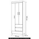 Ver imagem 4 de Guarda Roupa Solteiro 70cm 3 Portas 2 Gavetas Thales Branco S01 - Mpozenato