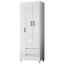Ver imagem 2 de Guarda Roupa Solteiro 70cm 3 Portas 2 Gavetas Thales Branco S01 - Mpozenato