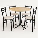 Ver imagem 1 de Mesa de Jantar Redonda 80cm Pinus com 4 Cadeiras Estofada Preta