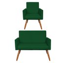 Ver imagem 1 de Kit Poltrona e Namoradeira Nina Veludo Pés Palito Castanho - Pallazio - Verde