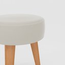 Ver imagem 2 de Kit 2 Banqueta Baixa Cozinha 48cm Estofada Off-white Madeira Maciça Urban