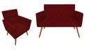Ver imagem 1 de Kit Namoradeira + 1 Poltrona Decorativa Nina Capitonê Suede Marsala Pés Madeira Mz Decor
