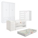 Ver imagem 1 de Quarto Infantil Americano 4 Portas e Berço Multifuncional Atlanta Branco Fosco com Colchão Gazin - R