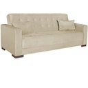 Ver imagem 2 de Sofá Cama 3 Lugares Jobim Linho Bege - ADJ Decor