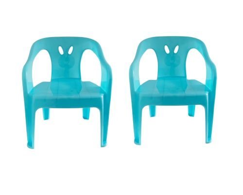 2 Cadeiras Mini Poltrona Infantil de Plástico Azul