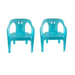 2 Cadeiras Mini Poltrona Infantil de Plástico Azul - 1