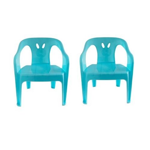 2 Cadeiras Mini Poltrona Infantil de Plástico Azul