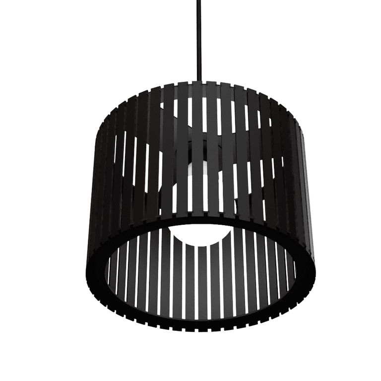 Luminária Pendente Sirius Modelo Ripado -:Preta