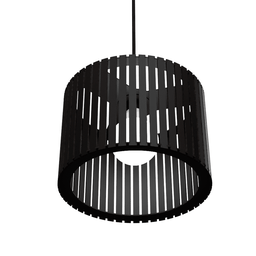 Luminária Pendente Sirius Modelo Ripado -:Preta - 2