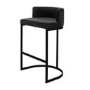 Ver imagem 2 de Banqueta Alta Estofada Estrutura Aço Carbono Belly Ii Base Preto 75cm Suede Preto