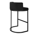 Ver imagem 1 de Banqueta Alta Estofada Estrutura Aço Carbono Belly Ii Base Preto 75cm Suede Preto