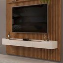 Ver imagem 7 de Painel para Tv 75 Pol Ripado com Bancada Suspensa 275x240cm Pratisk D04 Freijó/off White - Mpozenato