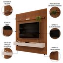 Ver imagem 3 de Painel para Tv 75 Pol Ripado com Bancada Suspensa 275x240cm Pratisk D04 Freijó/off White - Mpozenato