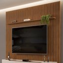 Ver imagem 6 de Painel para Tv 75 Pol Ripado com Bancada Suspensa 275x240cm Pratisk D04 Freijó/off White - Mpozenato