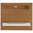 Ver imagem 5 de Painel para Tv 75 Pol Ripado com Bancada Suspensa 275x240cm Pratisk D04 Freijó/off White - Mpozenato